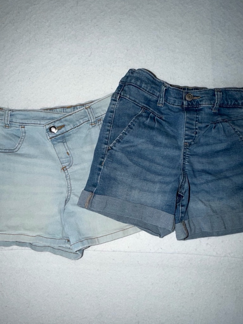 Girls Wonder Nation Denim Shorts - Light Blue and Medium Blue Jean Shorts